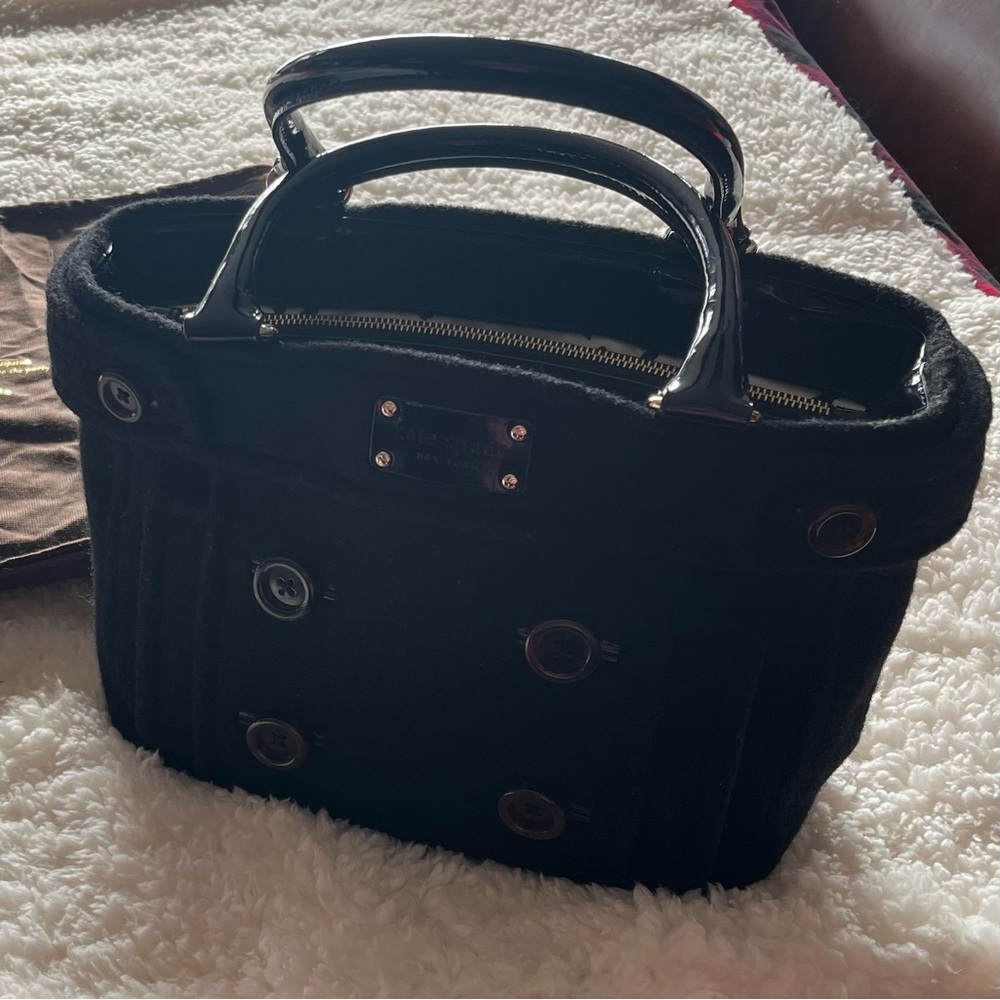 Kate Spade black wool and leather handbag